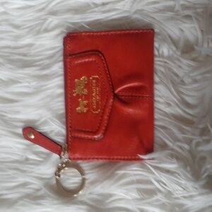 Vtg Orange Coach Card Holder